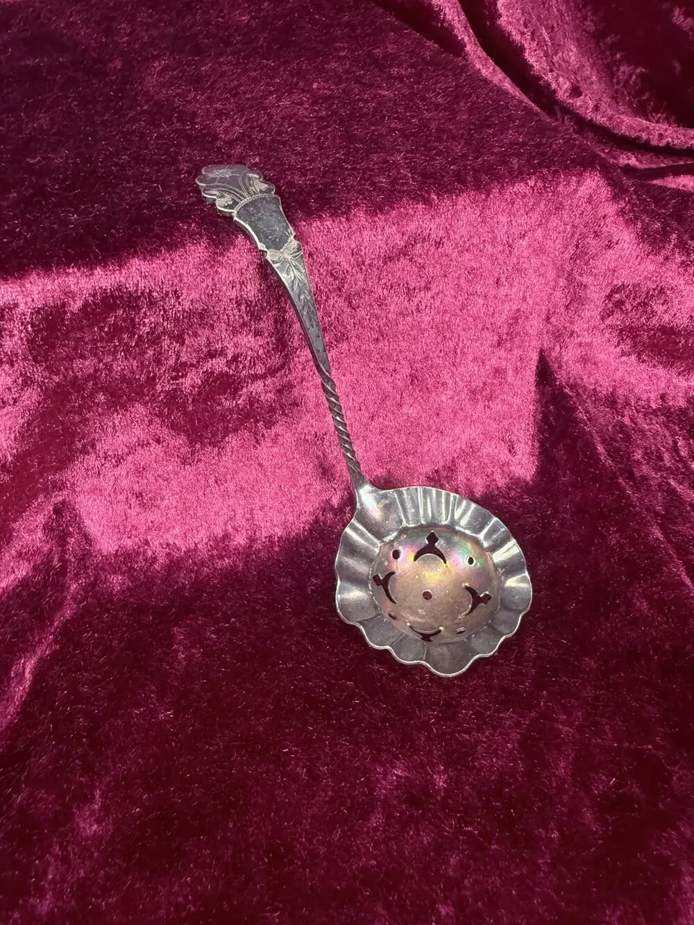 Vintage Silverplate Sugar Sifter Spoon – Pierced Bowl Floral Handle